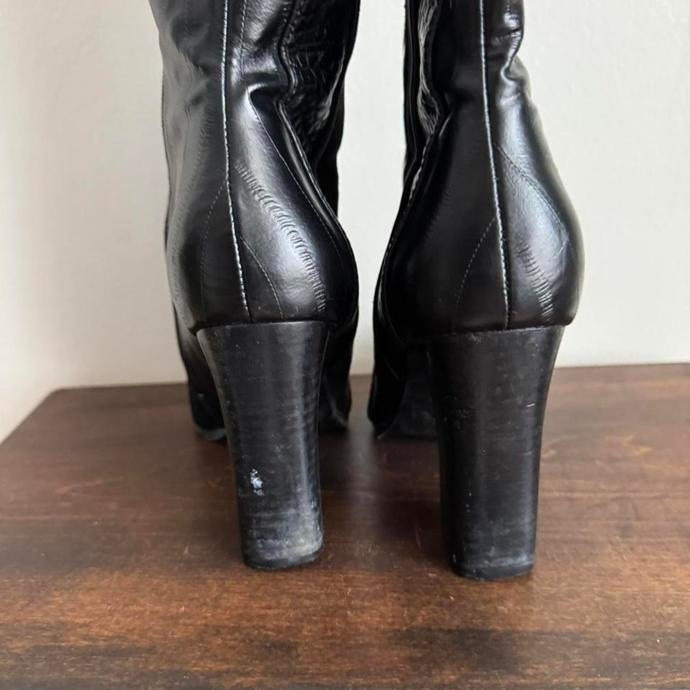 Black knee-high patchwork boot croc Size 8 vegan - image 4